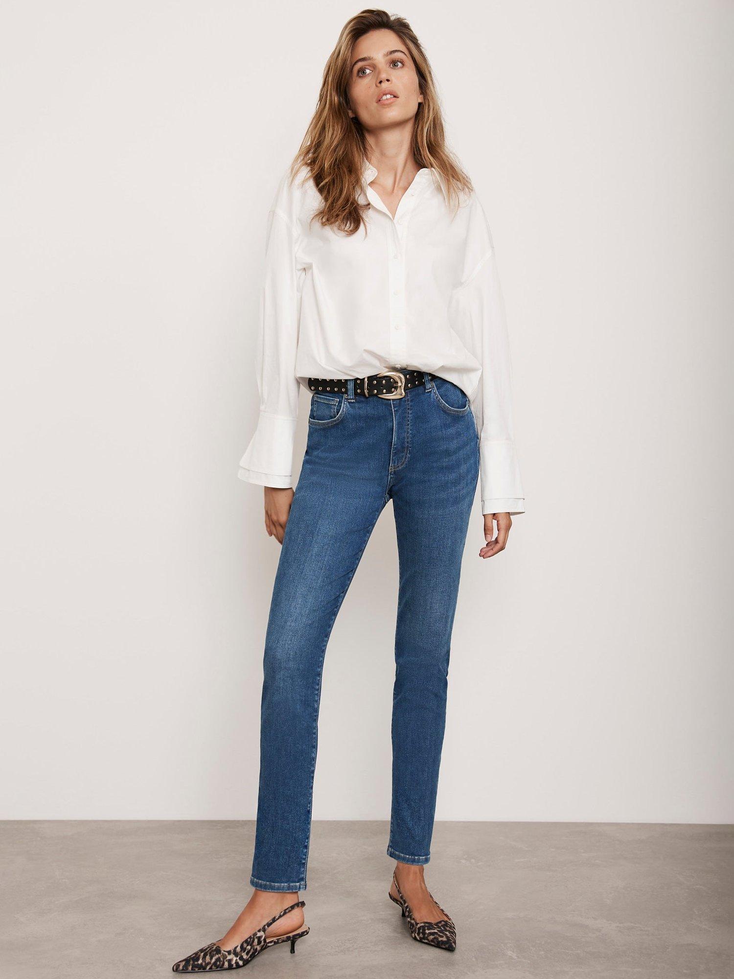 Product image 2 of 8, which shows Mint Velvet Mid Rise Skinny Jeans, Indigo, 6R