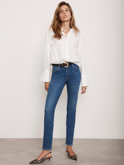 Mint Velvet Mid Rise Skinny Jeans, Indigo - view 2, Indigo