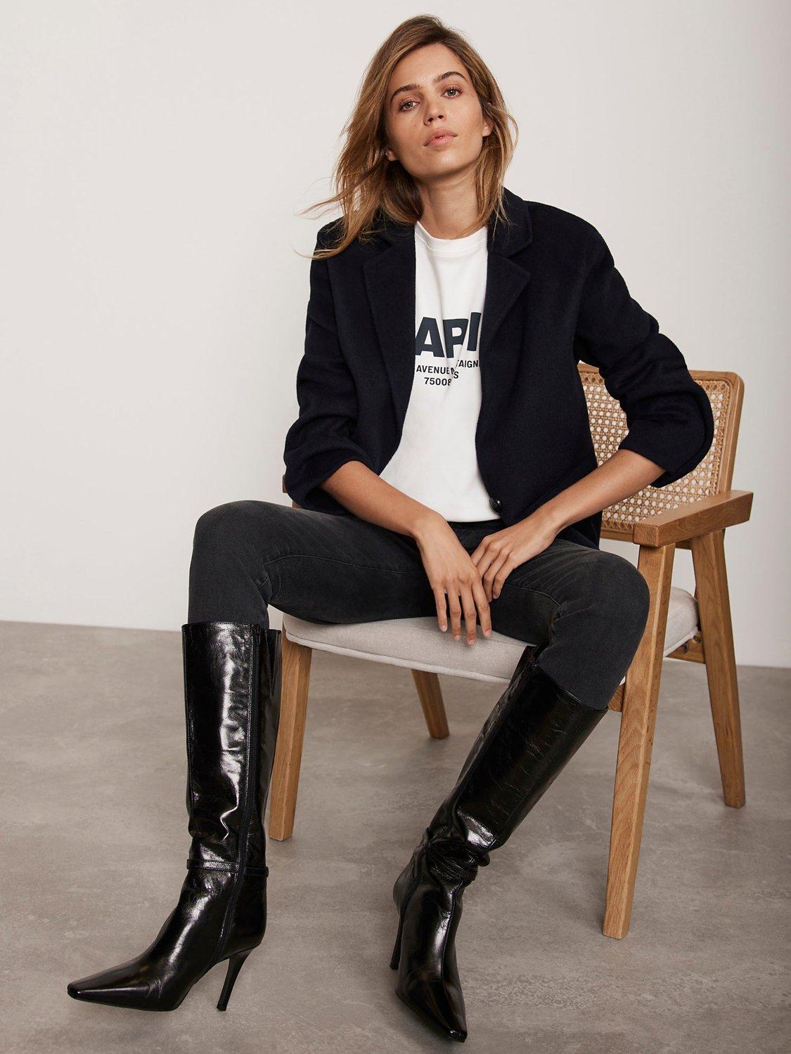 Product image 2 of 7, which shows Mint Velvet Mid Rise Skinny Jeans, Black, 6R