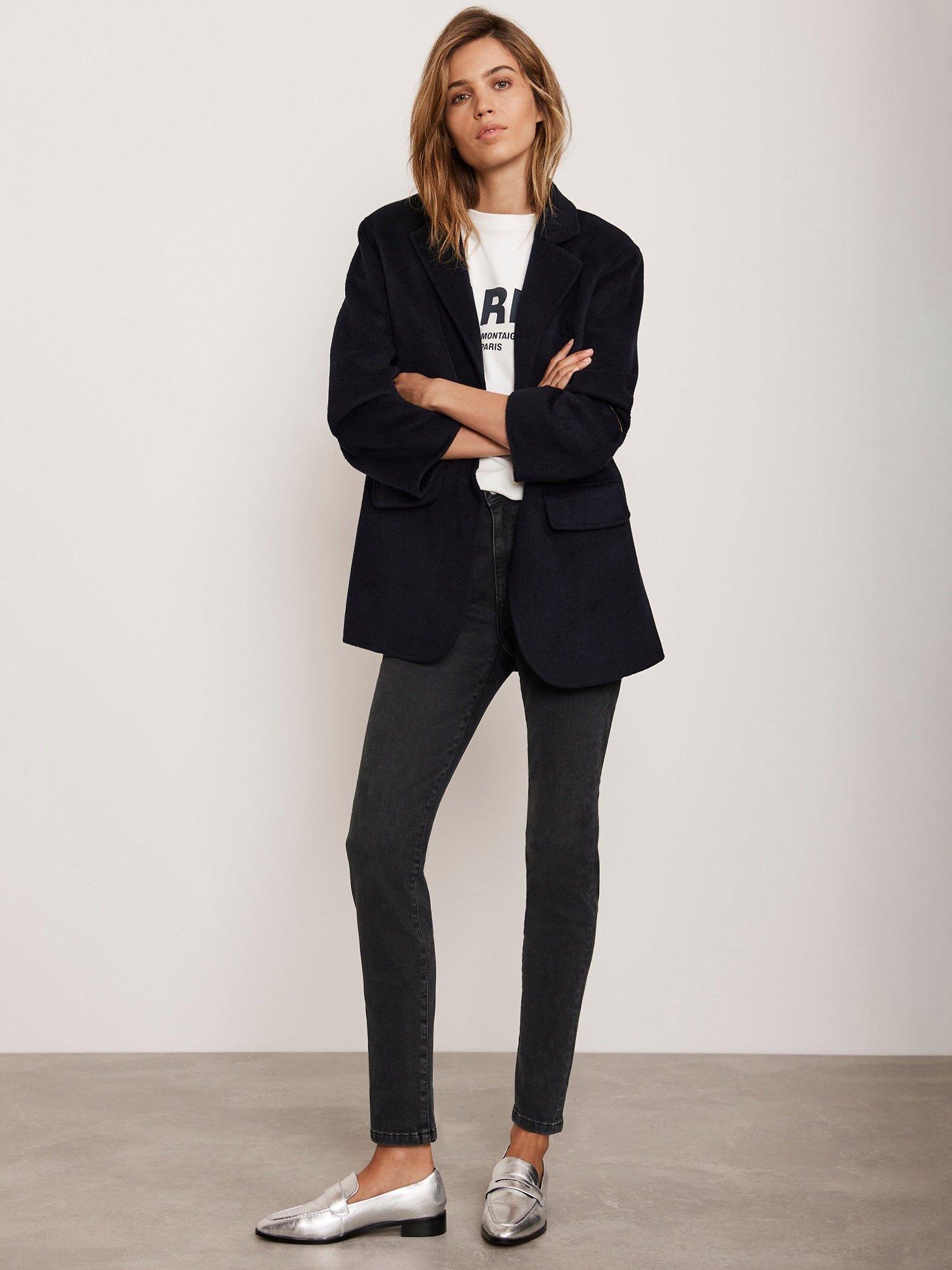 Product image 4 of 7, which shows Mint Velvet Mid Rise Skinny Jeans, Black, 6R