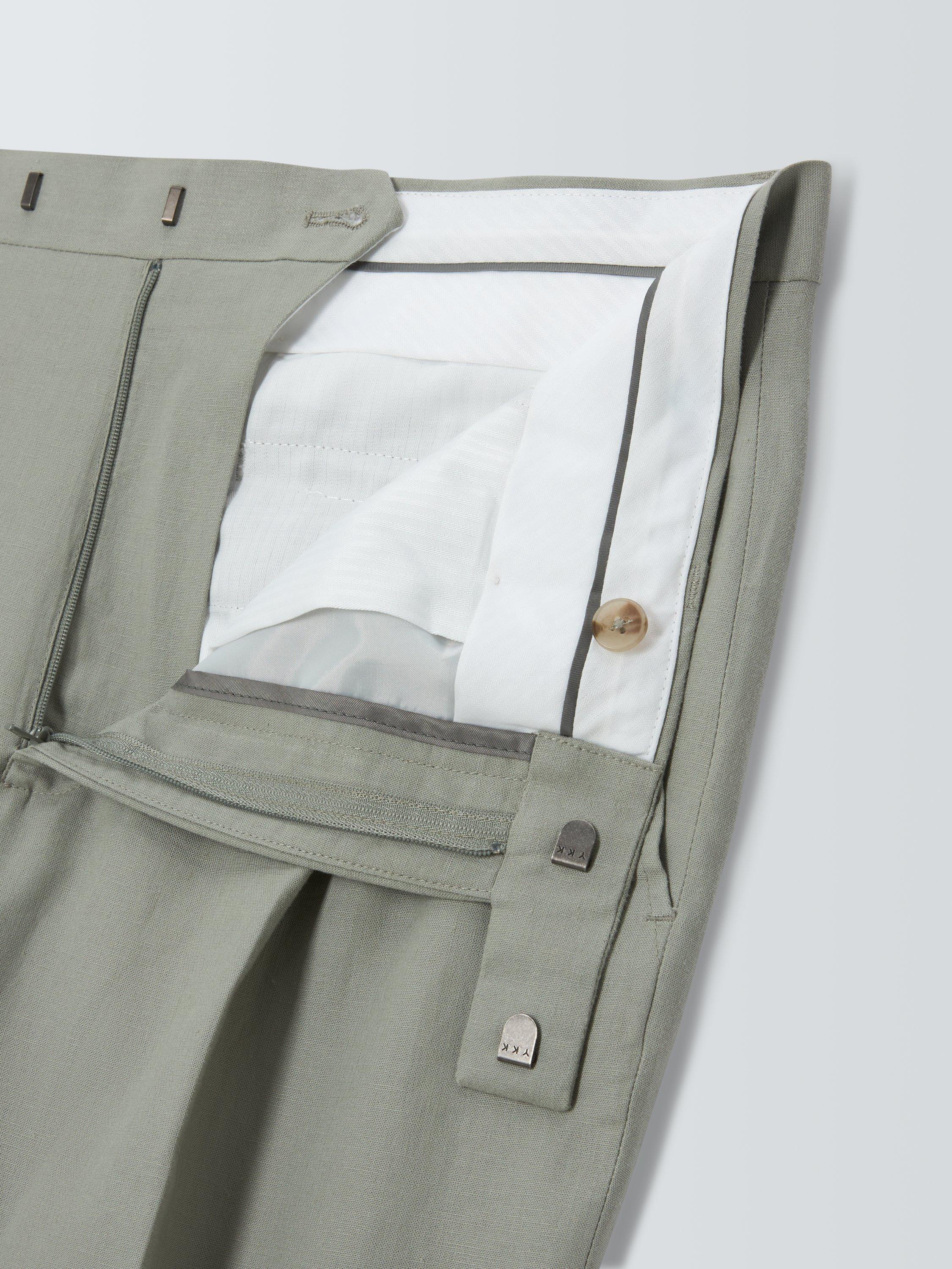Product image 7 of 7, which shows Kin Rae Slim Fit Linen Blend Suit Trousers, Green, 32R