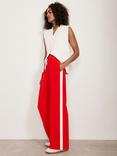 Mint Velvet Side Stripe Wide Leg Trousers, Red