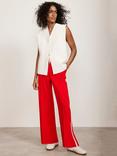 Mint Velvet Side Stripe Wide Leg Trousers, Red