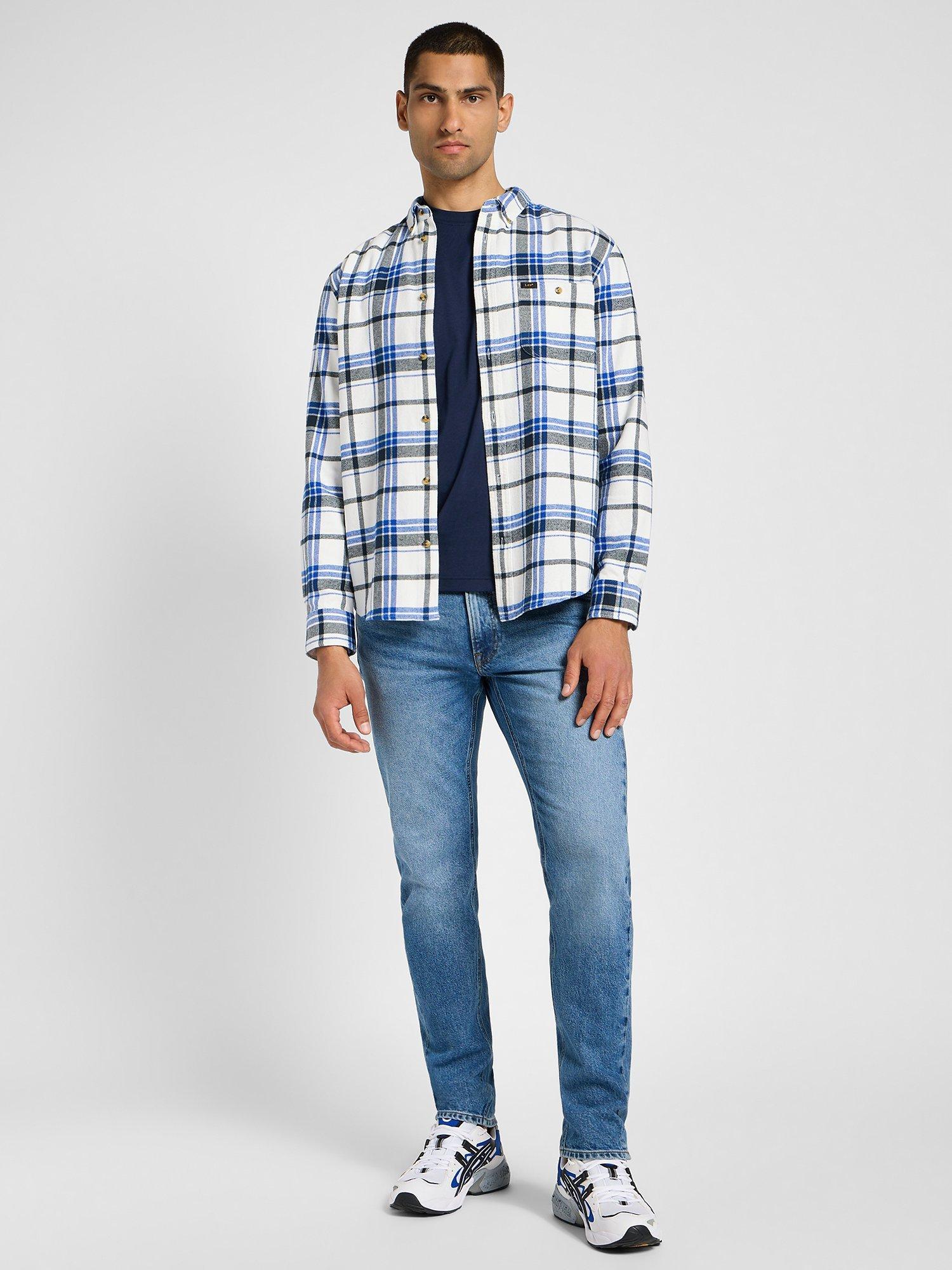 Lee Riveted Cotton Check Shirt, White