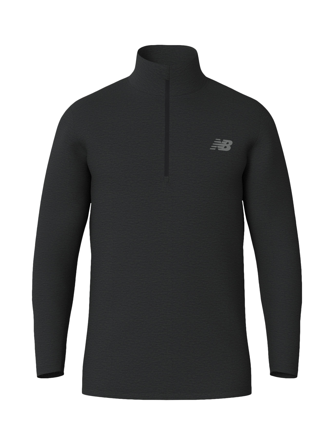 Product image 1 of 2, which shows New Balance Zip Neck Space Dye Top, Black Heather (022), S