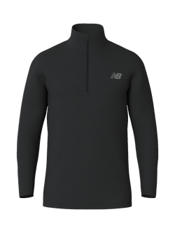New Balance Zip Neck Space Dye Top, Black Heather (022)