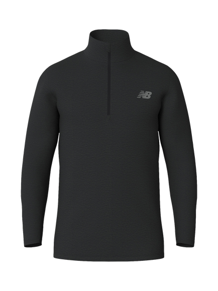 New Balance Zip Neck Space Dye Top, Black Heather (022)