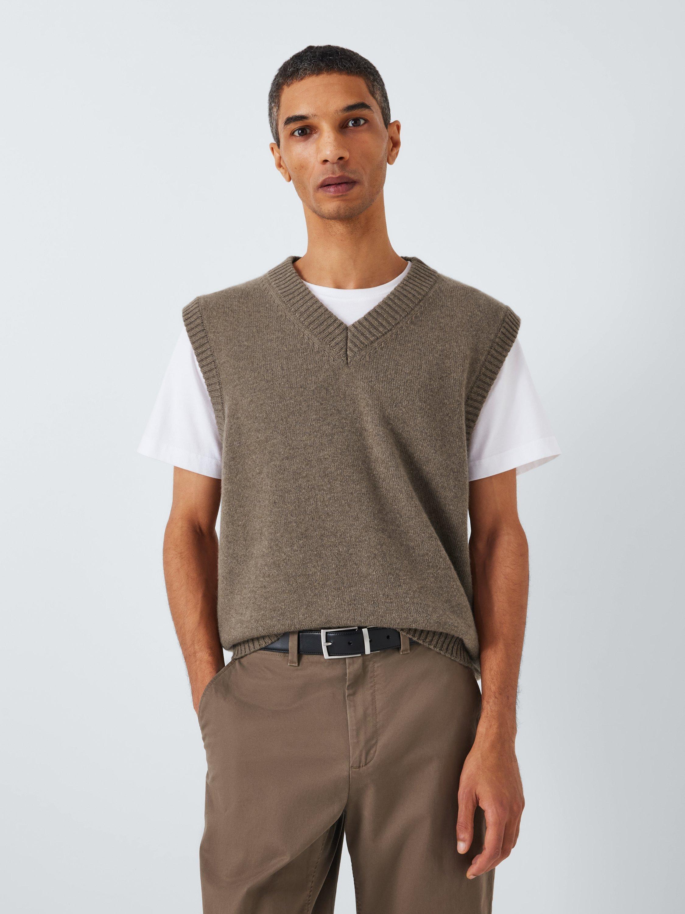 Product image 1 of 6, which shows John Lewis Made in Italy Cashmere V-Neck Tank Top, Oatmeal, L