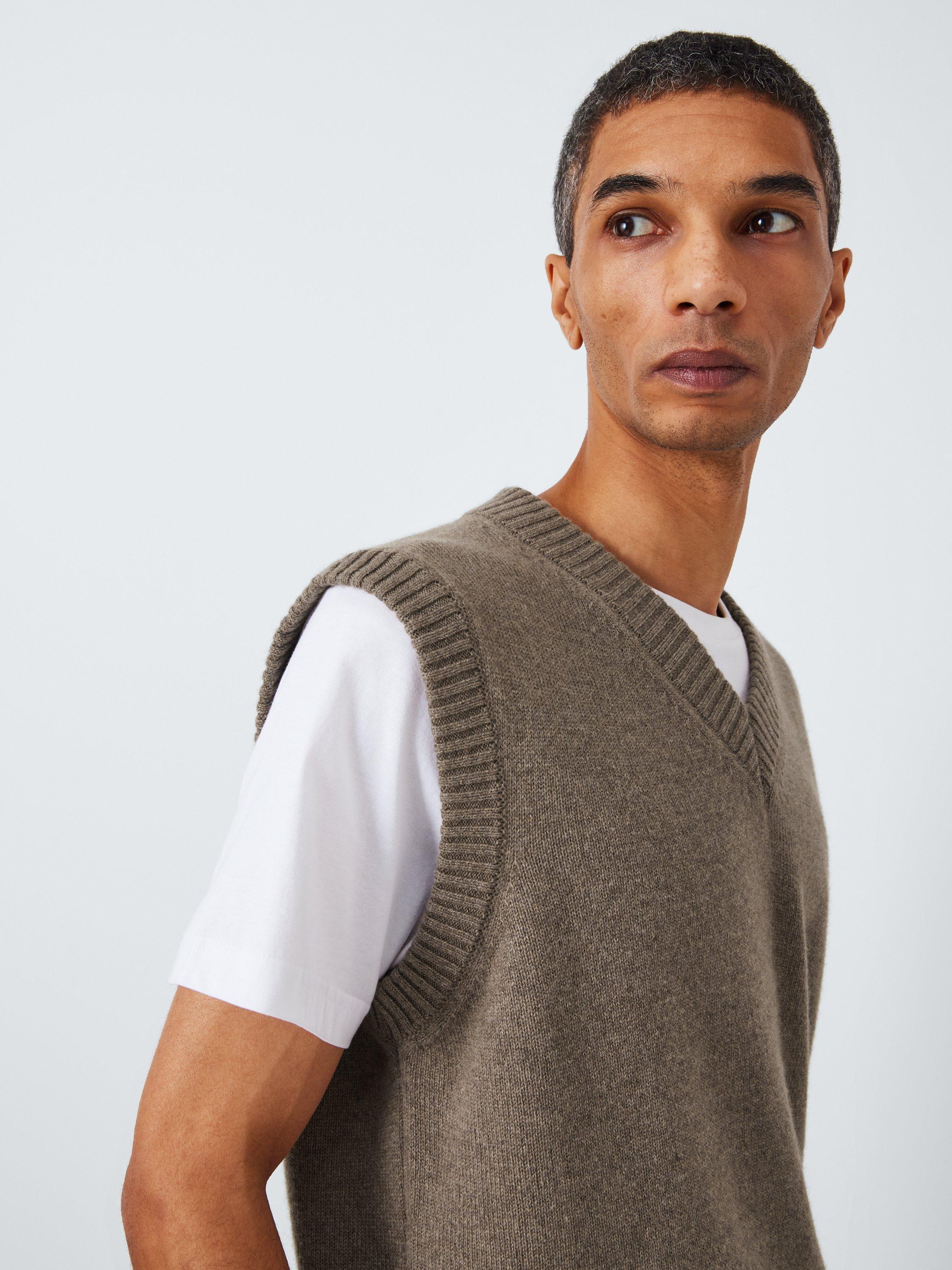 Product image 6 of 6, which shows John Lewis Made in Italy Cashmere V-Neck Tank Top, Oatmeal, L