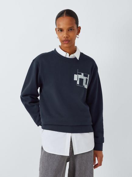 John Lewis Made by Care Rooms Unisex Cotton Sweatshirt, Baritone Blue - view 2, Baritone Blue