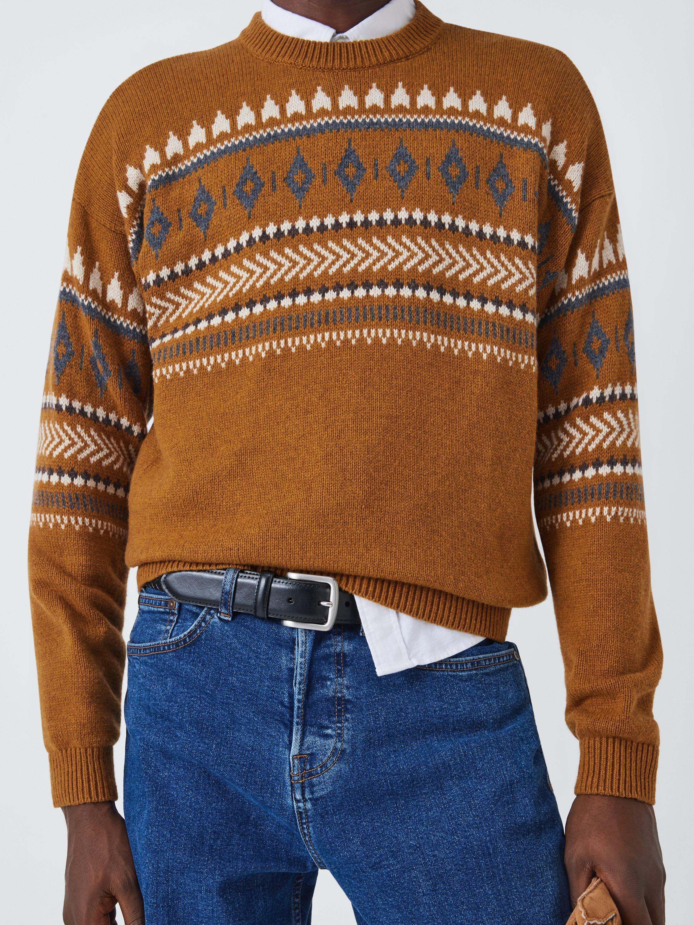 Product image 5 of 6, which shows John Lewis Fair Isle Crew Neck Jumper, Indian Khaki Multi, L