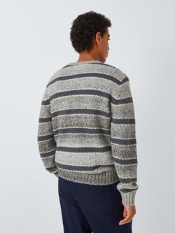 John Lewis ANYDAY Crochet Stripe Crew Neck Jumper, Grey - view 2, Grey