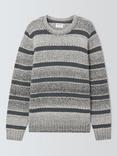 John Lewis ANYDAY Crochet Stripe Crew Neck Jumper, Grey