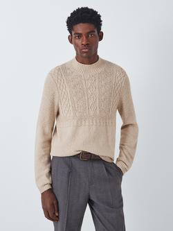 John Lewis Cable Knit Pie Collar Jumper, Sable, Sable