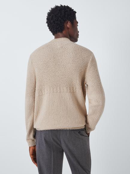 John Lewis Cable Knit Pie Collar Jumper, Sable - view 2, Sable