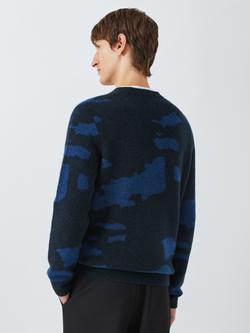 Kin Fluffy Intarsia Wool Blend Jumper, Dark Sapphire - view 2, Dark Sapphire