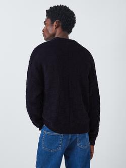John Lewis Self Check Cotton Knit Crew Neck Jumper, Neat Navy - view 2, Neat Navy