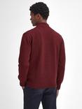 Barbour Essential Lambswool Half Zip Funnel Neck Jumper, Burgundy