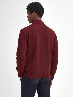 Barbour Essential Lambswool Half Zip Funnel Neck Jumper, Burgundy - view 2, Burgundy