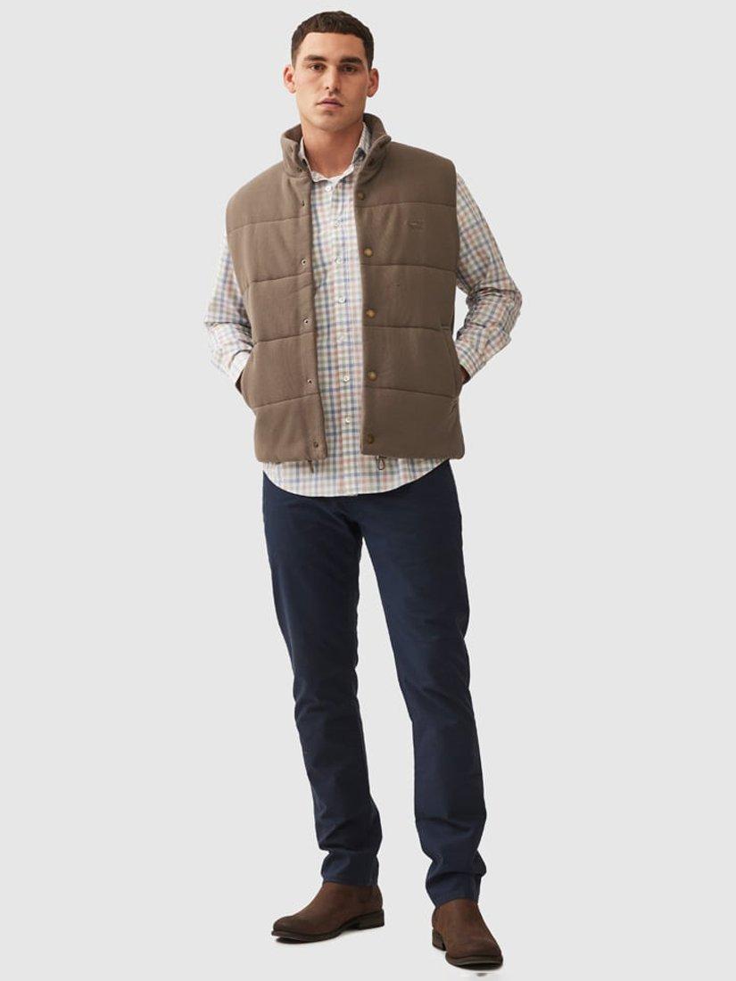 Product image 2 of 5, which shows Rodd & Gunn Lake Ferry Padded Pique Cotton Gilet, Khaki, XS