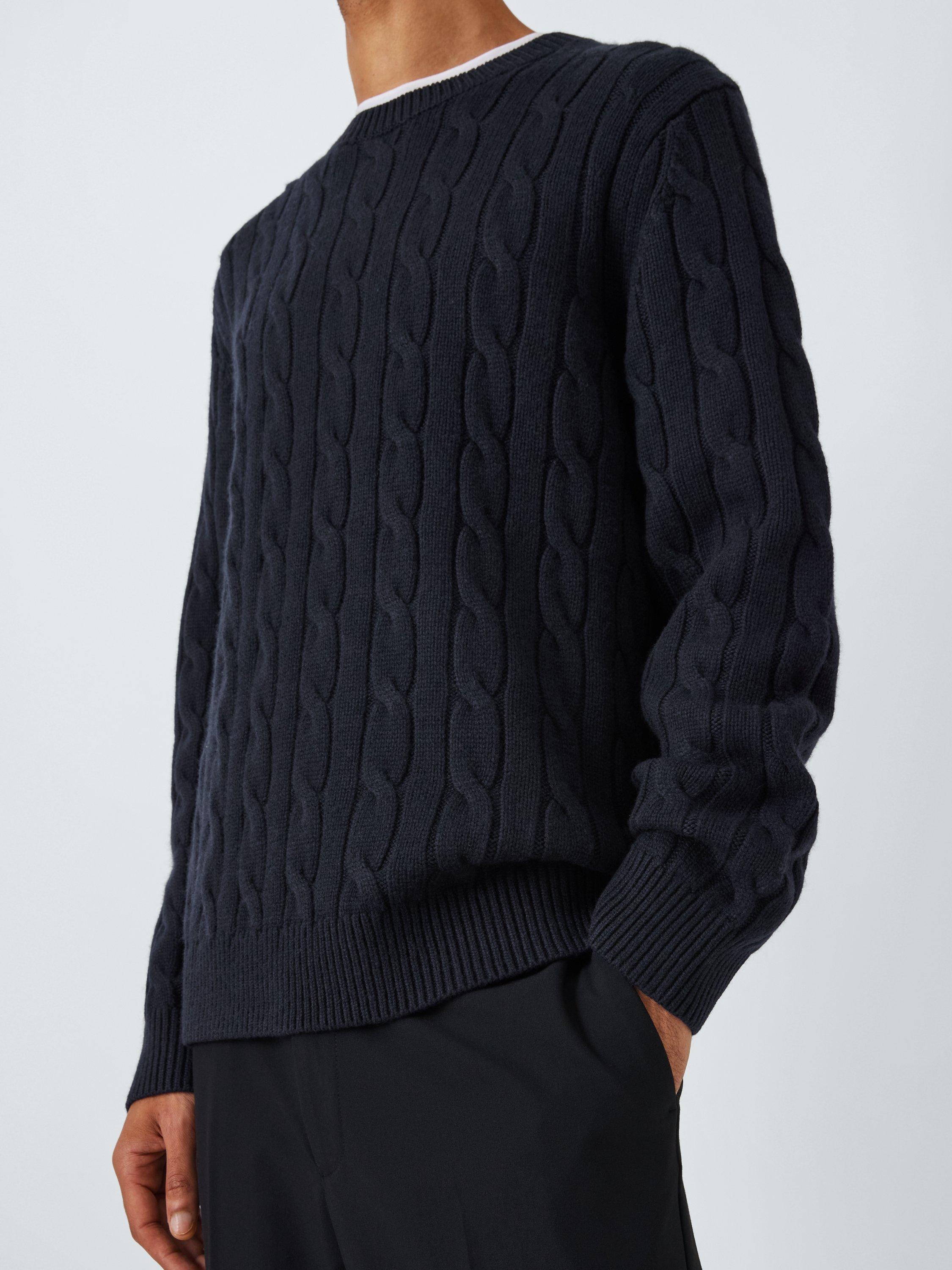 Product image 6 of 6, which shows Theory Montana Cable Knit Wool & Cashmere Blend Sweater, Darkest Navy - 1ds, S