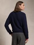 Ralph Lauren Cotton & Cashmere Blend Knitted Bear Jumper, RI Navy