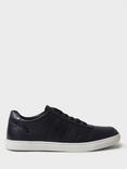 Crew Clothing Woven Effect Leather Trainers, Navy