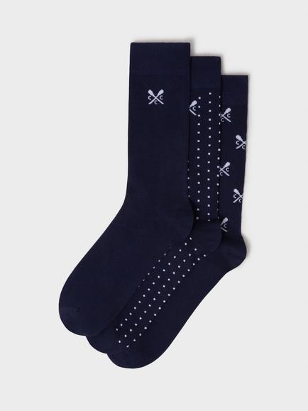 Crew Clothing Logo Bamboo Blend Socks, Pack of 3, Navy Blue, Navy Blue