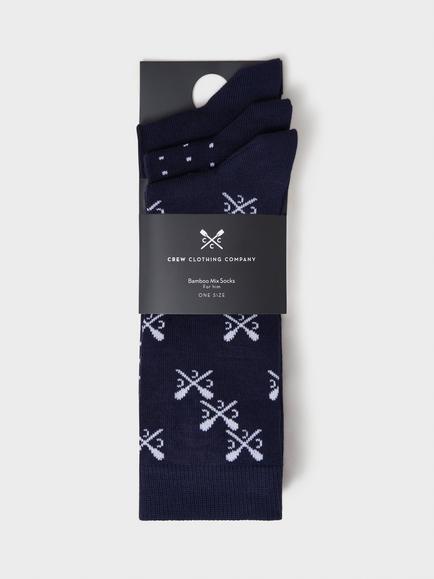 Crew Clothing Logo Bamboo Blend Socks, Pack of 3, Navy Blue - view 2, Navy Blue