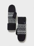 Crew Clothing Fair Isle Mittens, Black/White