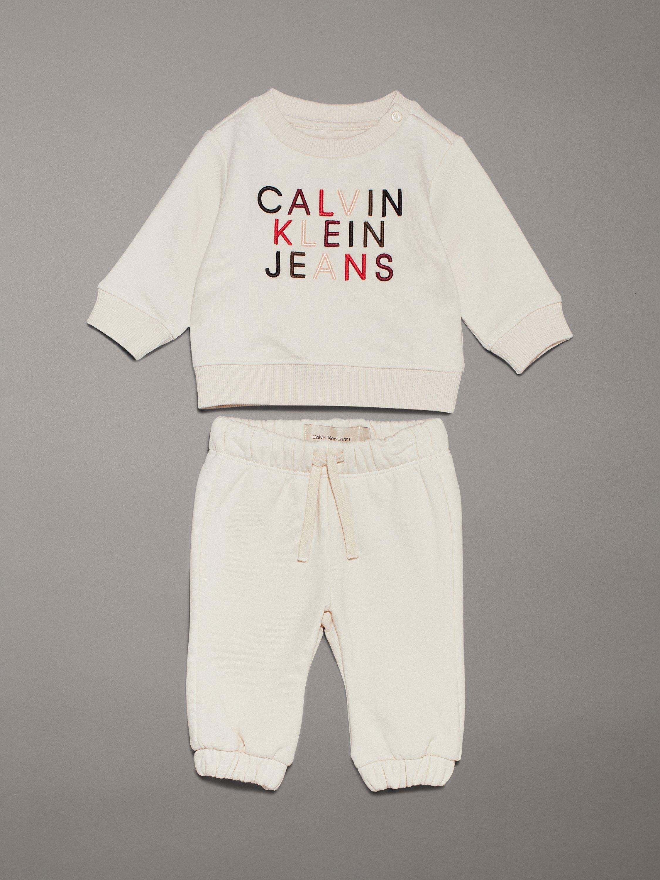 Product image 1 of 2, which shows Calvin Klein Baby City Logo Pyjama Set , Whitecap Gray, 3 months