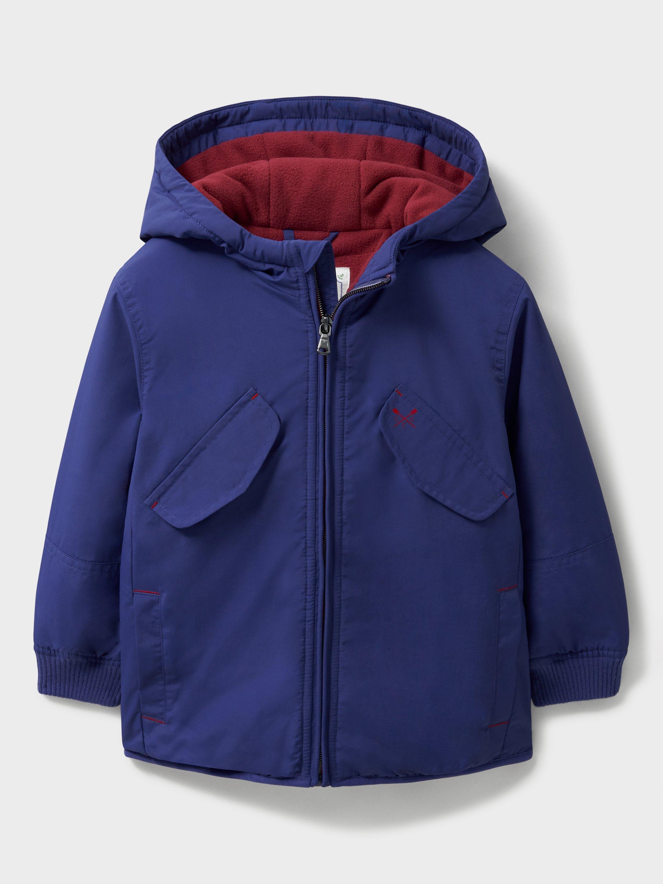Crew Clothing Kids' Fleece Lined Windbreaker Jacket, Navy Blue