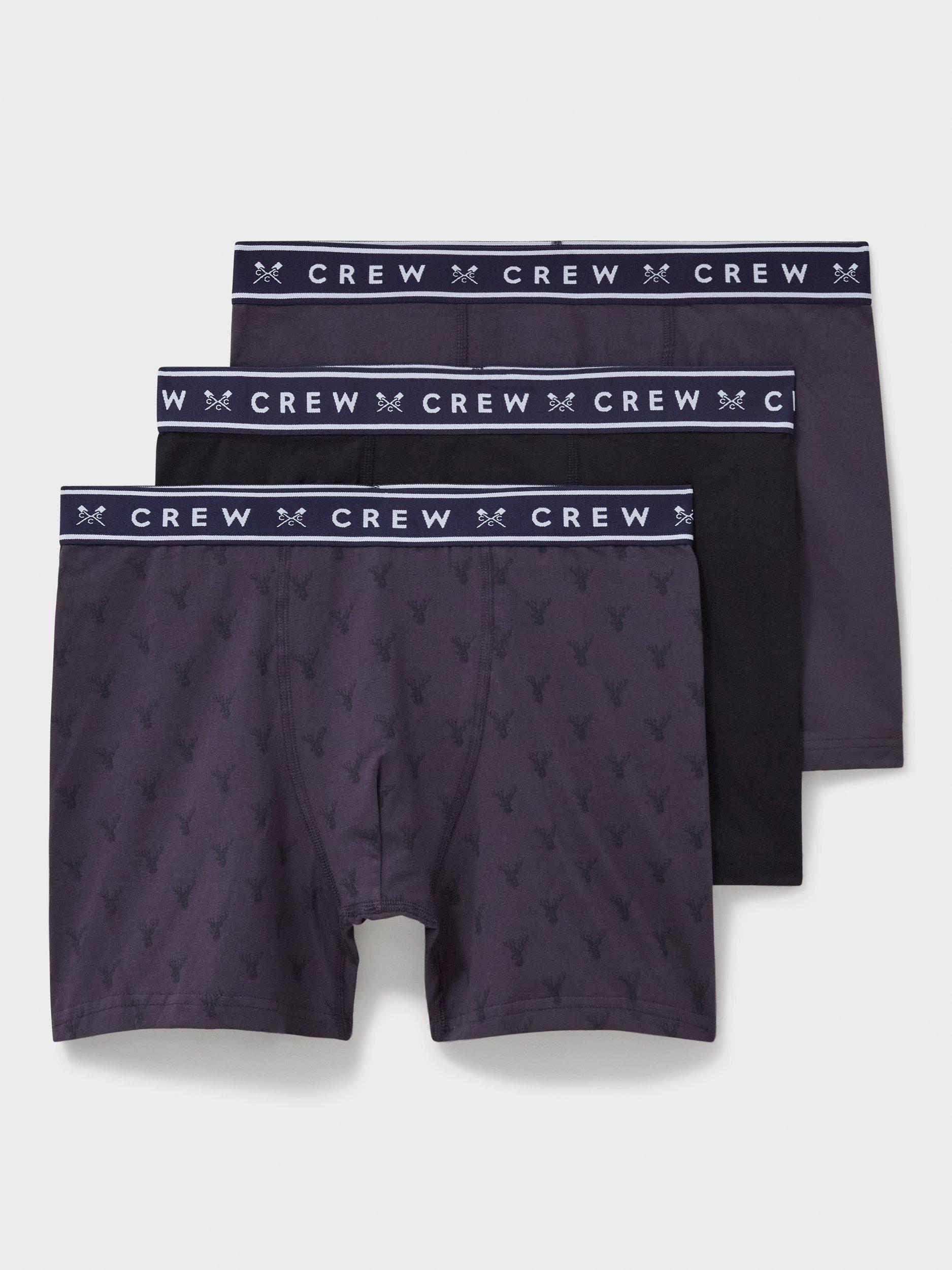 Crew Clothing Boxers, Pack of 3, Graphite Grey