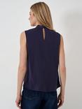 Crew Clothing Twist Neck Shell Top, Navy Blue