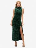 Superdry Velvet Maxi Dress, Forest Green