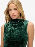 Superdry Velvet Maxi Dress, Forest Green