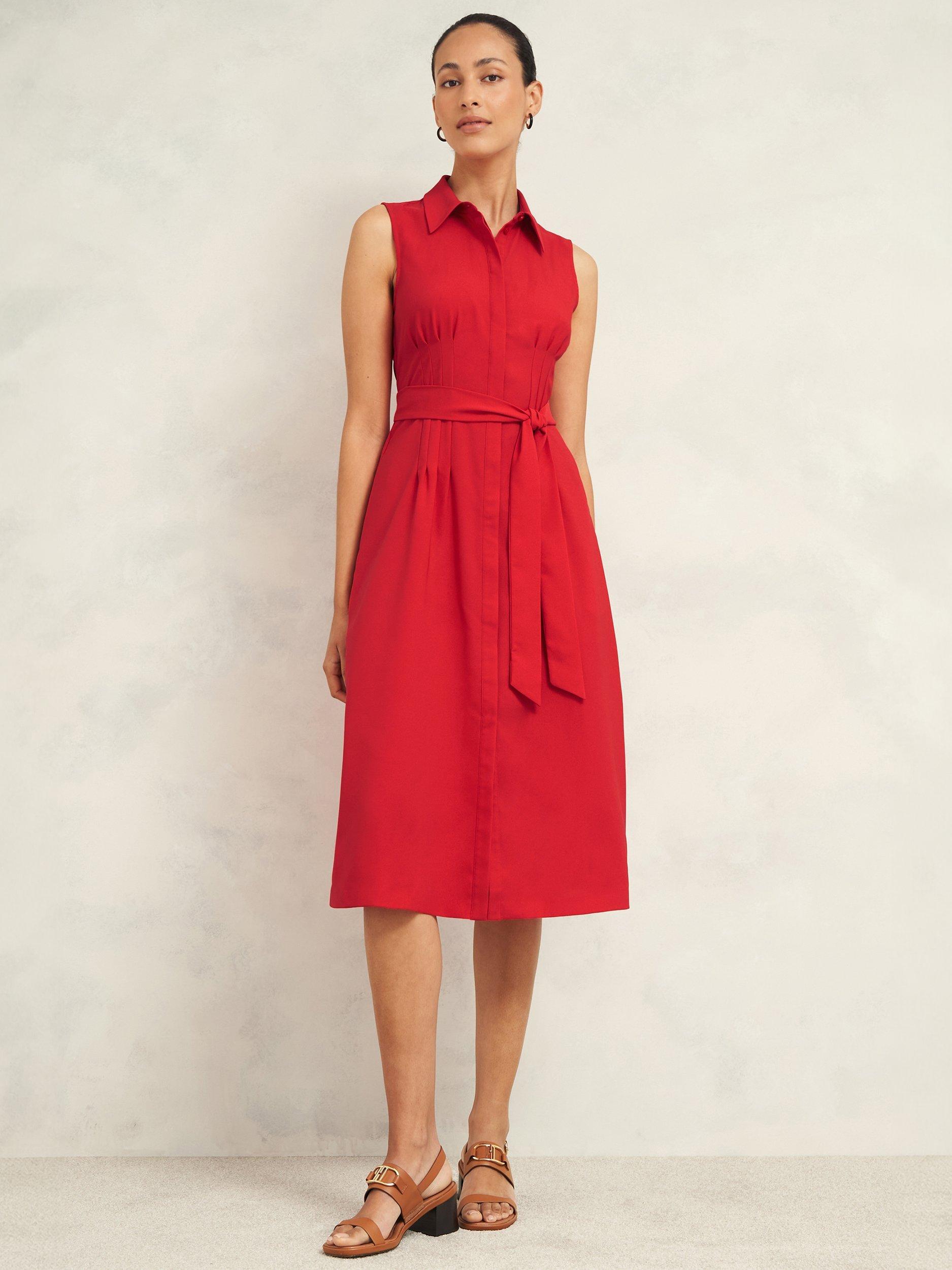 Product image 1 of 5, which shows Hobbs Petite Sandra Dress, Begonia Red, 12