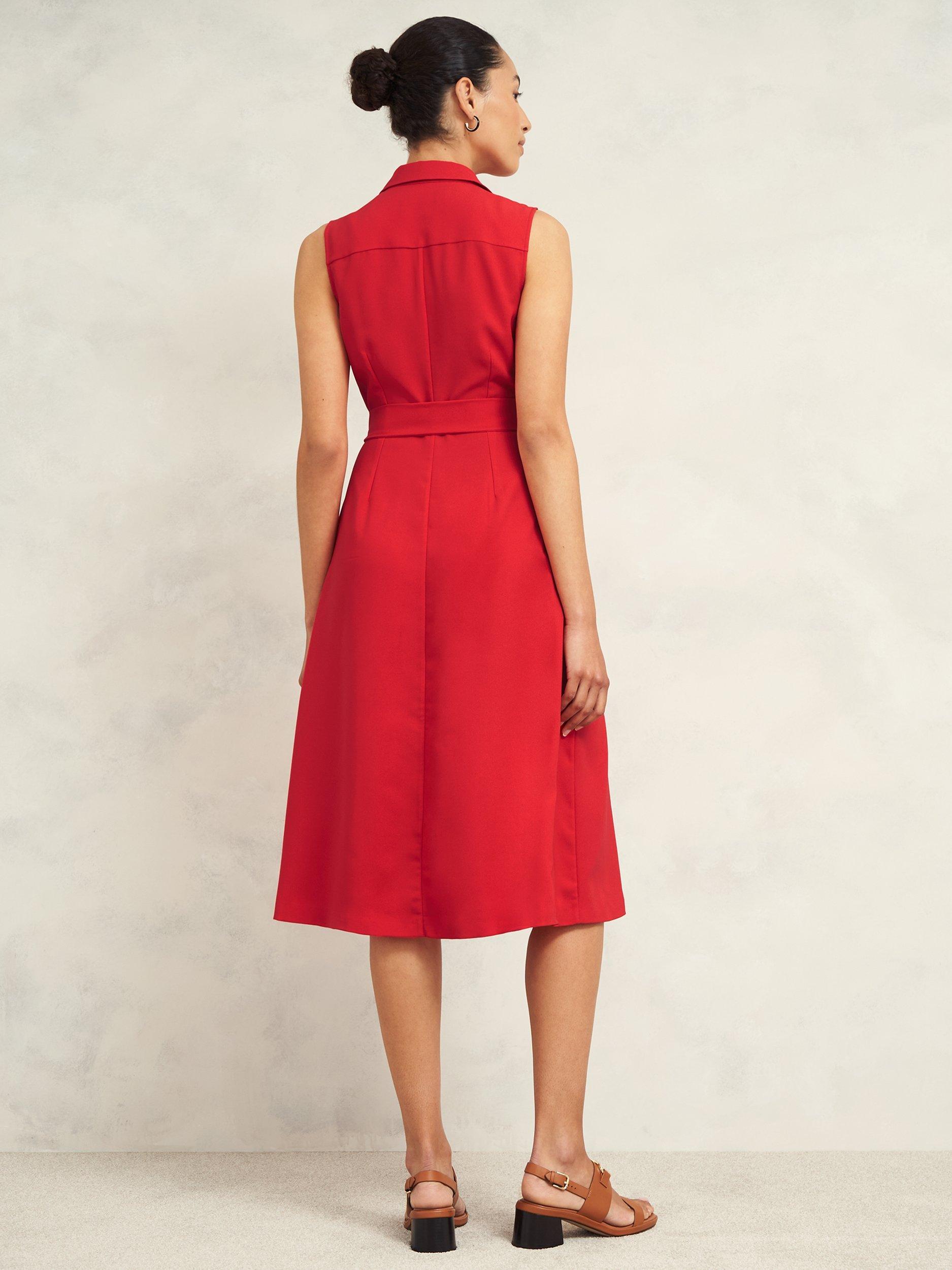 Product image 3 of 5, which shows Hobbs Petite Sandra Dress, Begonia Red, 12