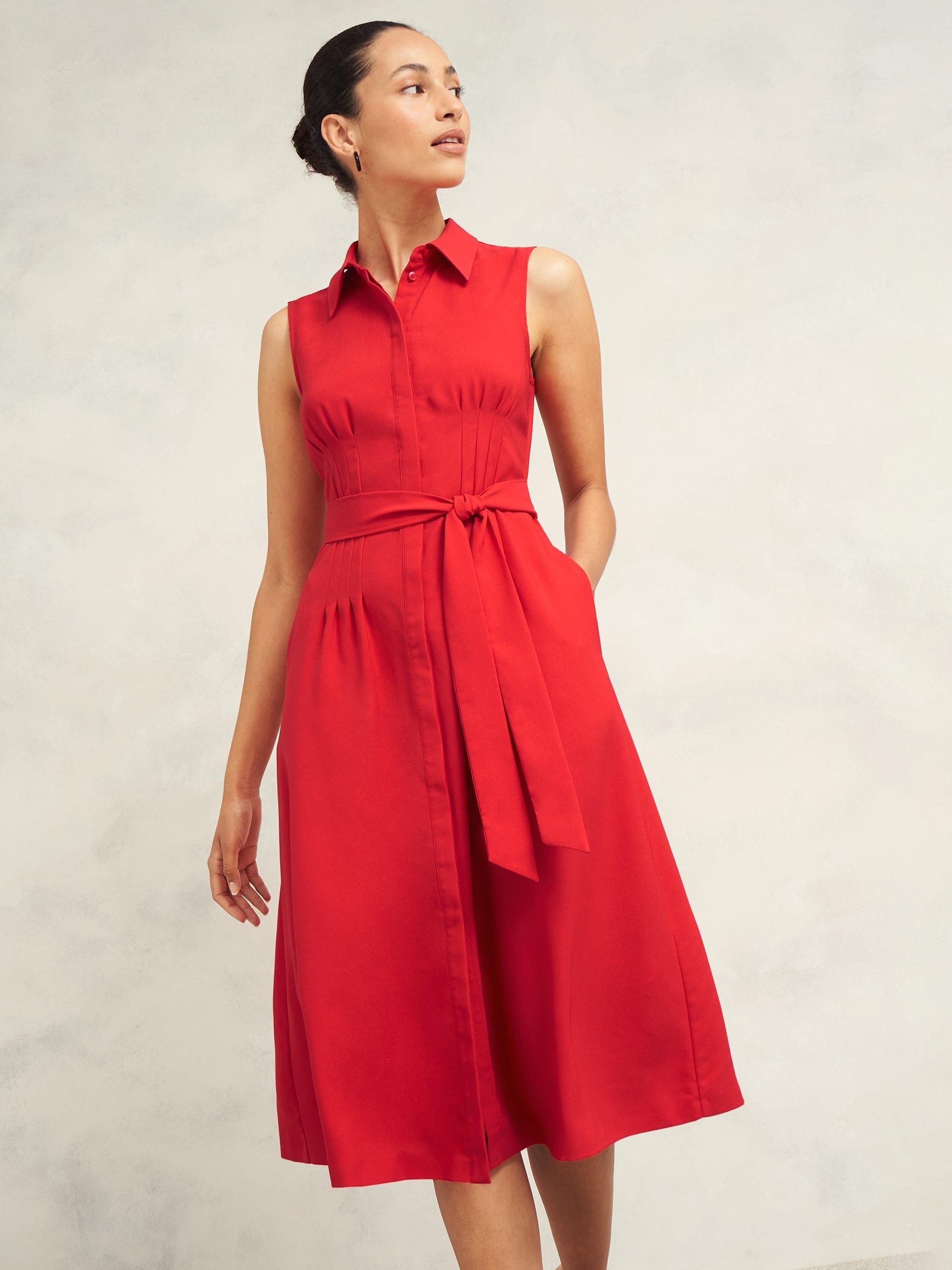 Product image 4 of 5, which shows Hobbs Petite Sandra Dress, Begonia Red, 12