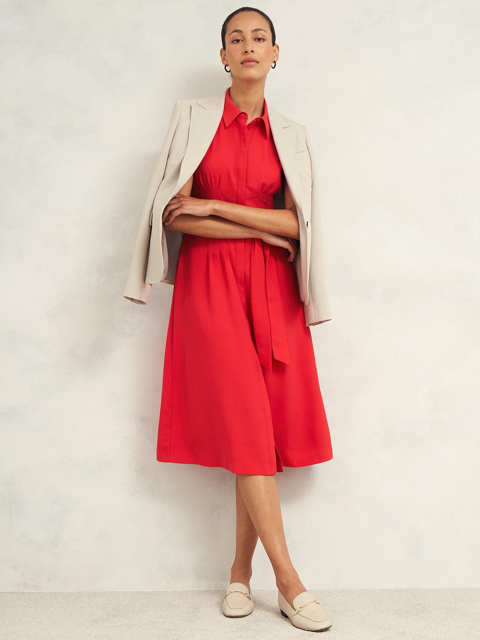 Product image 5 of 5, which shows Hobbs Petite Sandra Dress, Begonia Red, 12