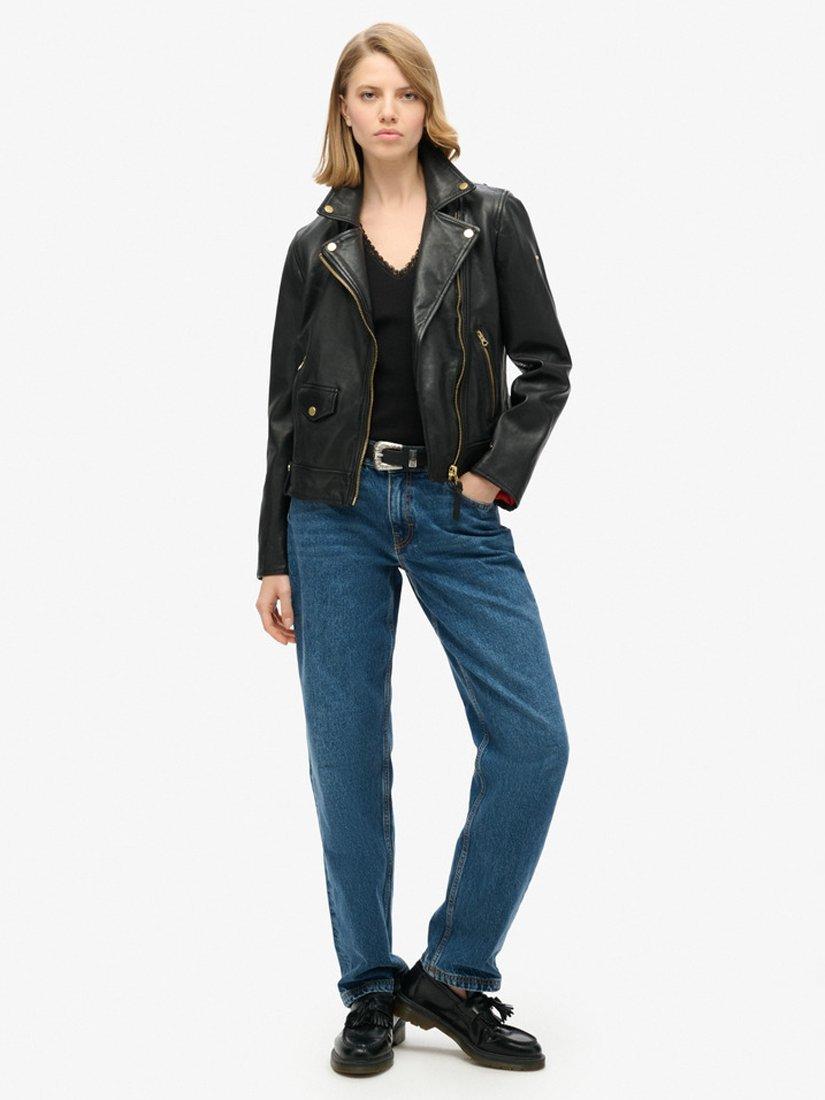 Product image 2 of 5, which shows Superdry Athletic Essential Lace Trim V-Neck Top, Black, 6-8