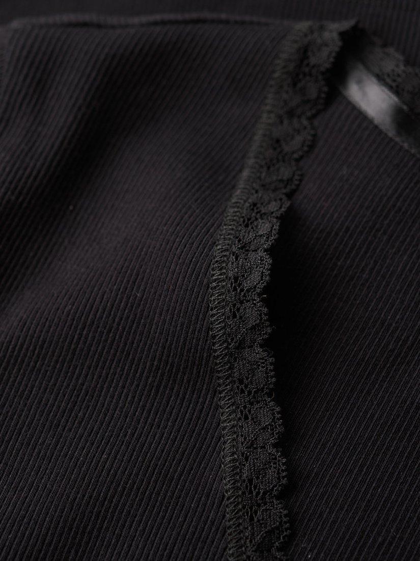 Product image 5 of 5, which shows Superdry Athletic Essential Lace Trim V-Neck Top, Black, 6-8