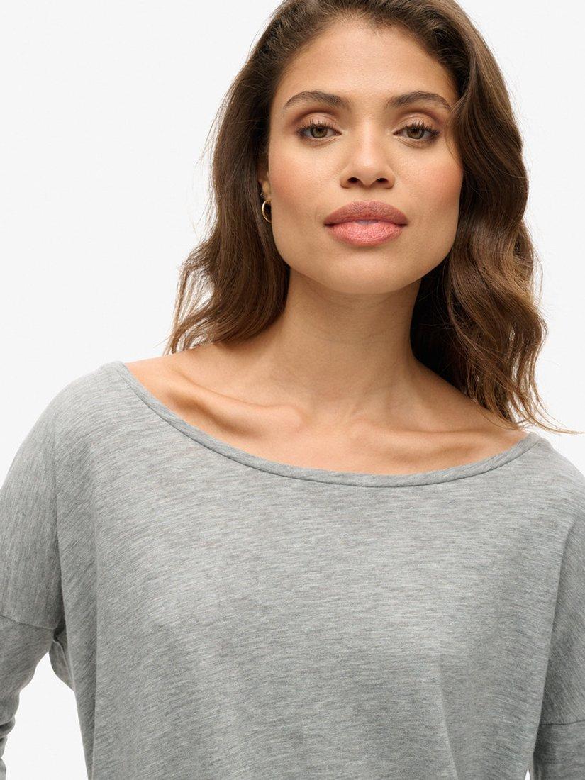 Product image 4 of 5, which shows Superdry Long Sleeve Jersey Top, Smoke Grey Marl, 16