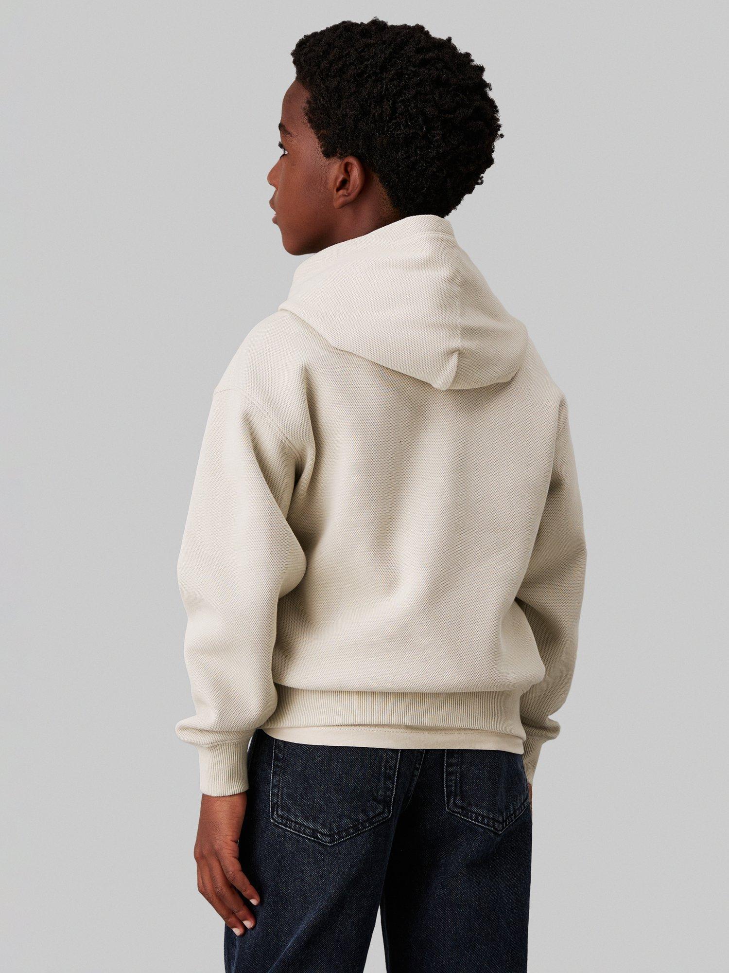 Product image 2 of 4, which shows Calvin Klein Jeans Kids' Bonded Pique Hoodie, Pelican, 8 years