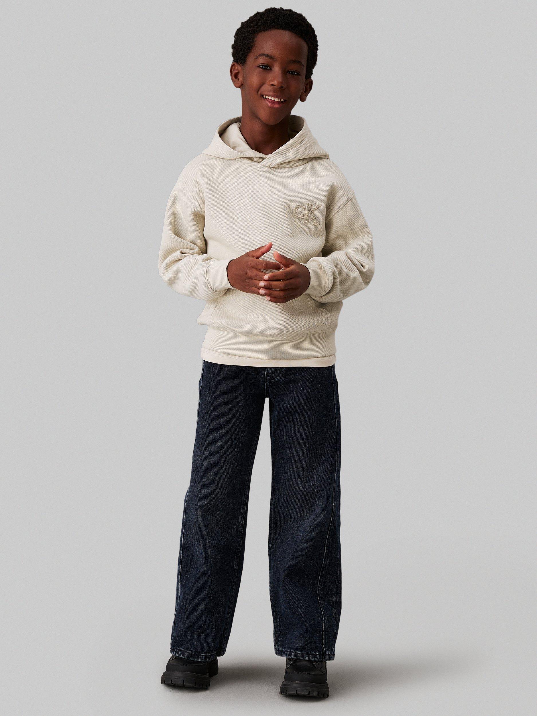 Product image 4 of 4, which shows Calvin Klein Jeans Kids' Bonded Pique Hoodie, Pelican, 8 years