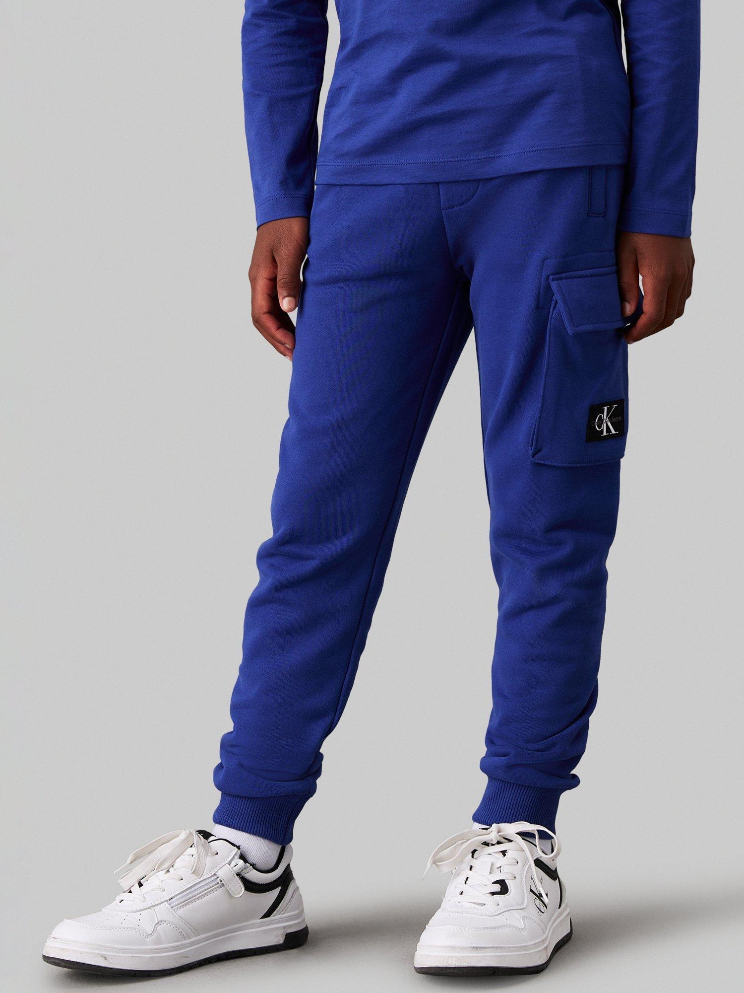 Calvin Klein Jeans Kids' Badge Cargo Cotton Cargo Joggers, Pigment Blue