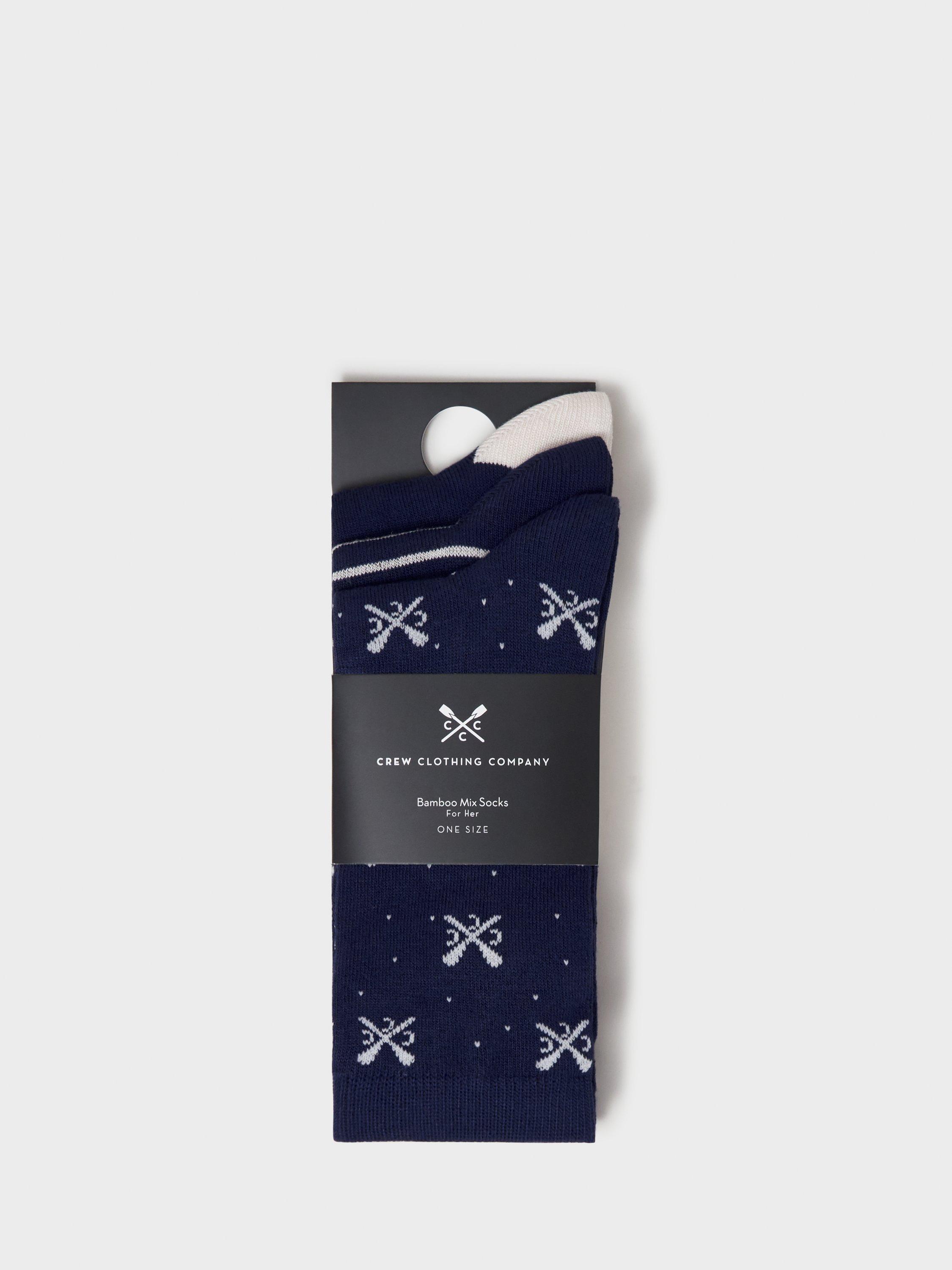 Product image 2 of 2, which shows Crew Clothing Bamboo Blend Ankle Socks, Pack of 3, Navy Blue, One Size
