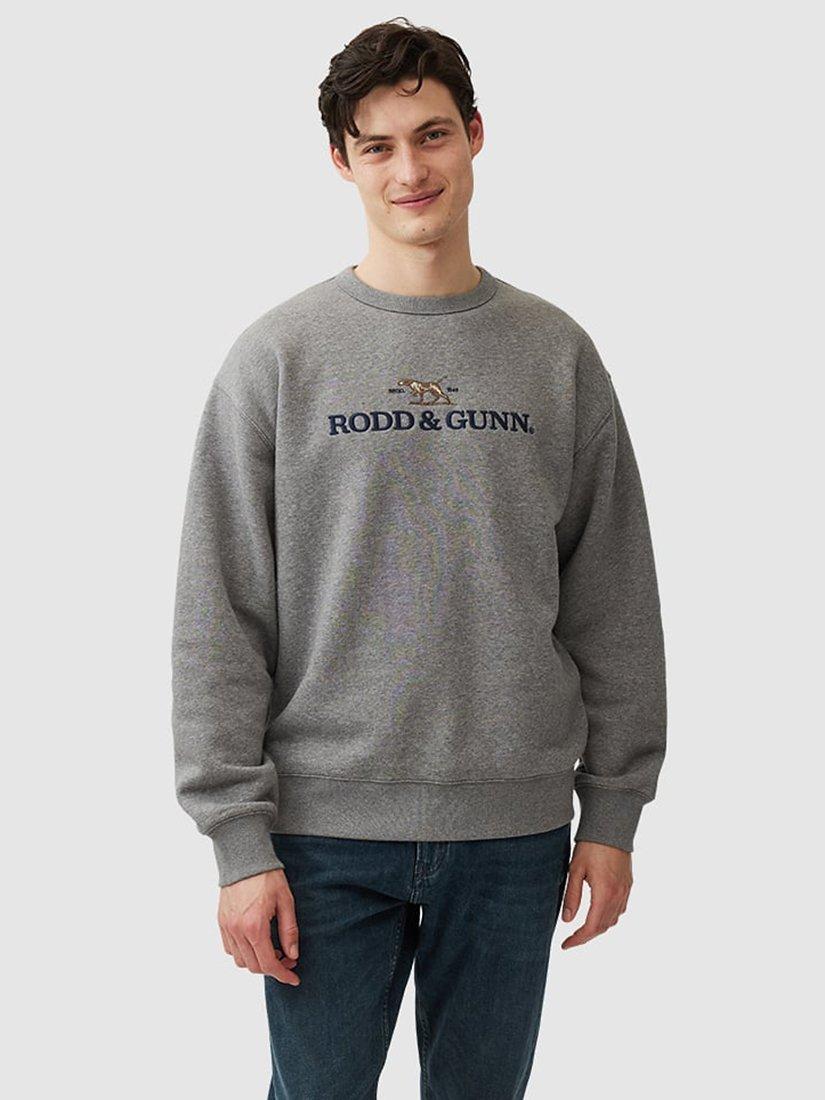 Product image 1 of 5, which shows Rodd & Gunn Gunn Cotton Blend Logo Embroidered Sweater, Slate, S