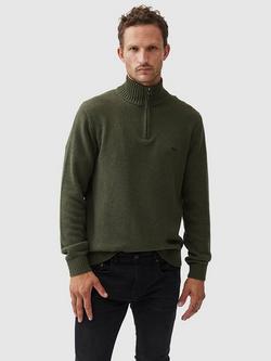 Rodd & Gunn Merrick Bay Knitted Cotton Quarter Zip Neck Jumper, Loden