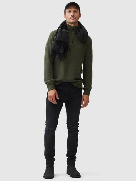 Rodd & Gunn Merrick Bay Knitted Cotton Quarter Zip Neck Jumper - view 2, Loden